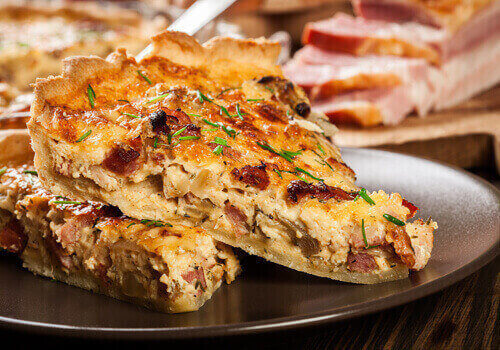 Pieces Of Quiche Lorraine With Bacon And Cheese